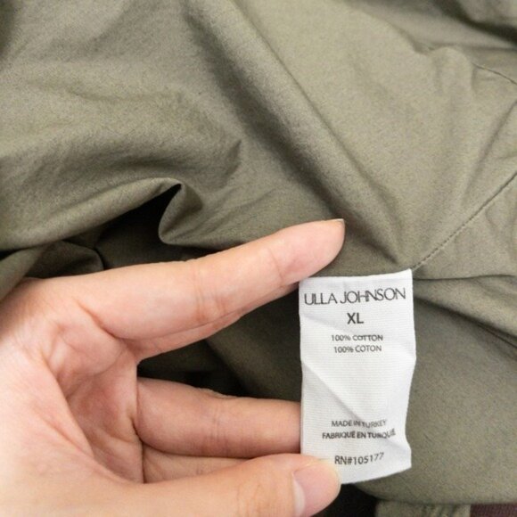 Ulla Johnson Isabella Ruffle Dress XL Military Melange Draped Midi Green - Picture 13 of 13